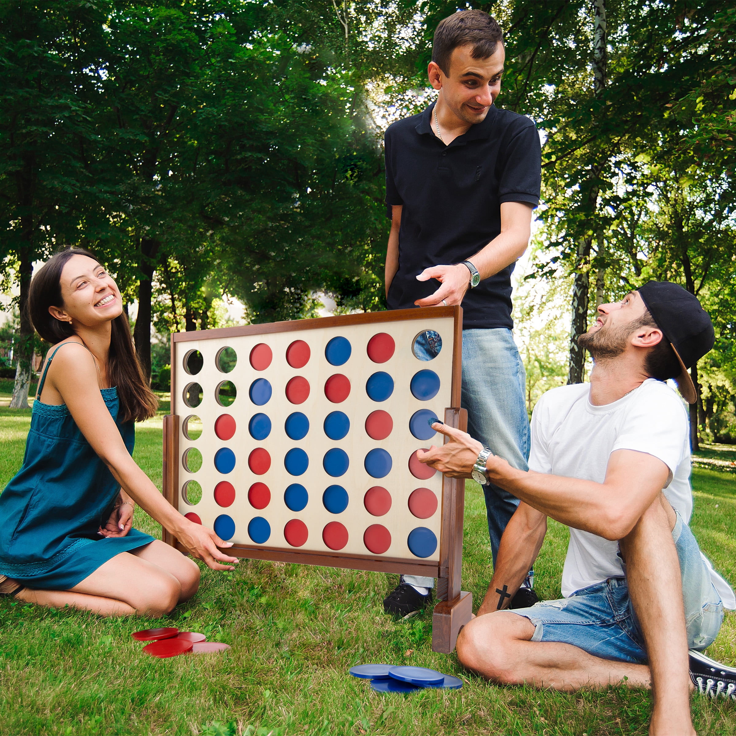 4-In-A-Row--Giant Classic Wooden Game for Indoor and Outdoor Play by Hey! Play!