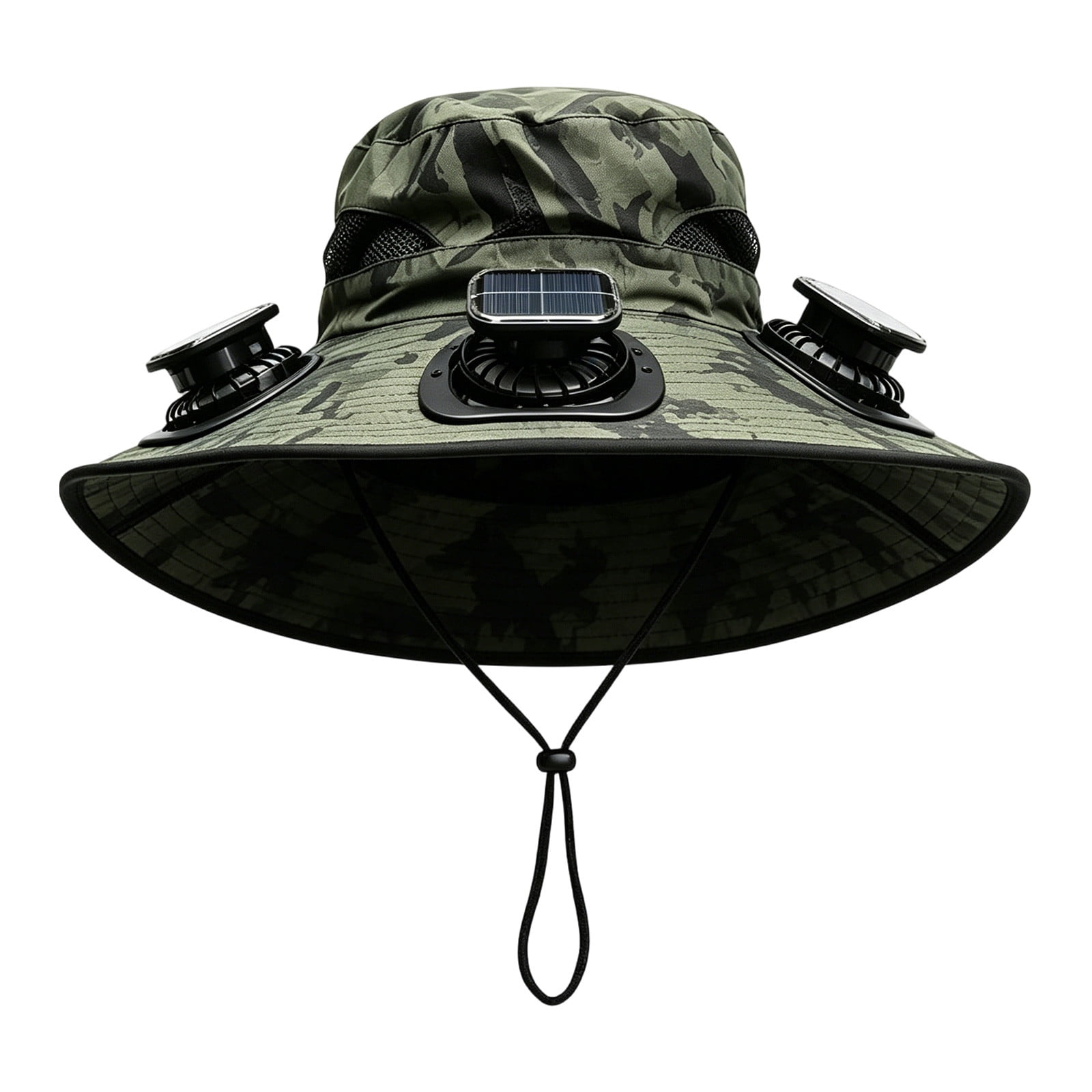 Hovilon Solar USB Charging Fan Fisherman Hat for Men Breathable Cooling Sun Hat with Strong Wind Fan Lightweight Quick Dry Polyester Bucket Hat for Outdoor Hiking Fishing Beach