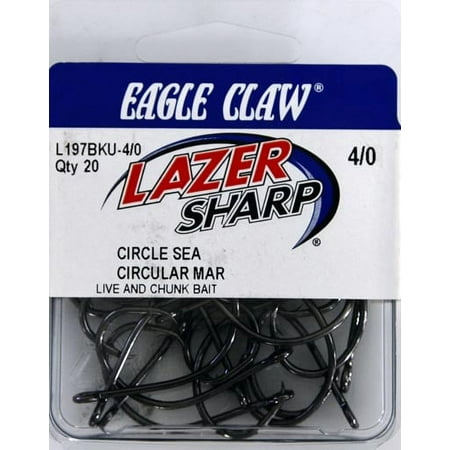 UPC: 0047708546300 | Lazer Sharp L197BKU3-4/0 Circle Offset Hook  Black  Size 4/0  20 Pack
