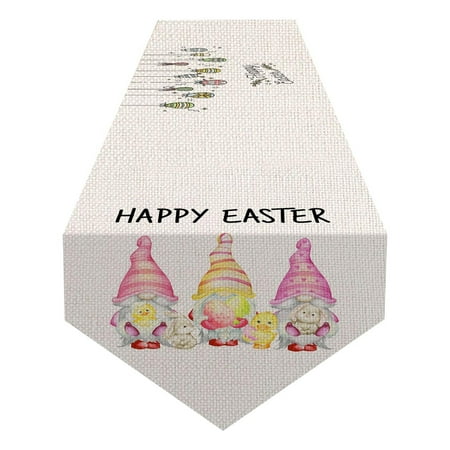 

Easter Festival Table Runner Linen Anti Oil Easy To Clean Table Cloth Digital Printing Table Mat