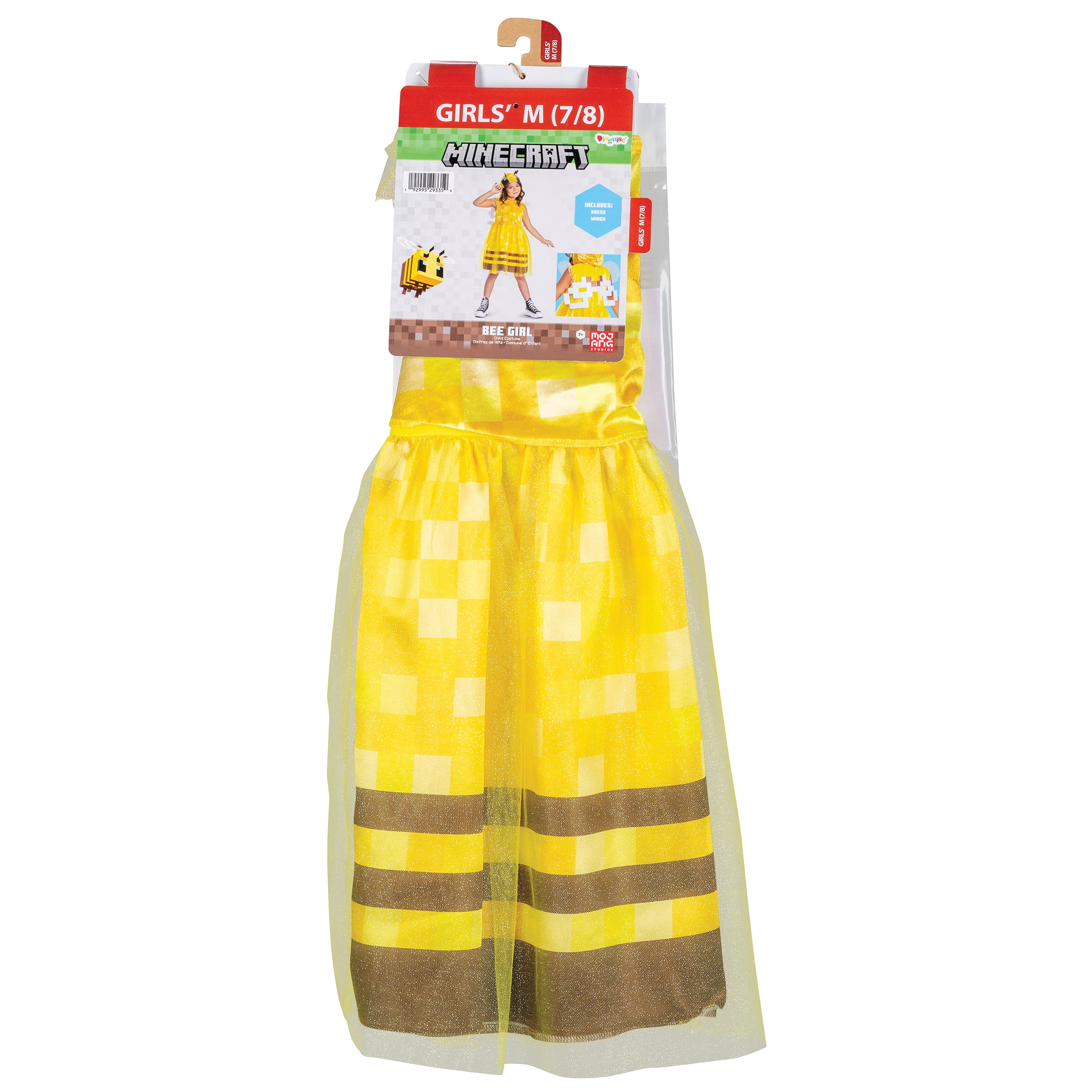 Minecraft Bee Halloween Costume for Children, Girls Size M (7/8), by Disguise