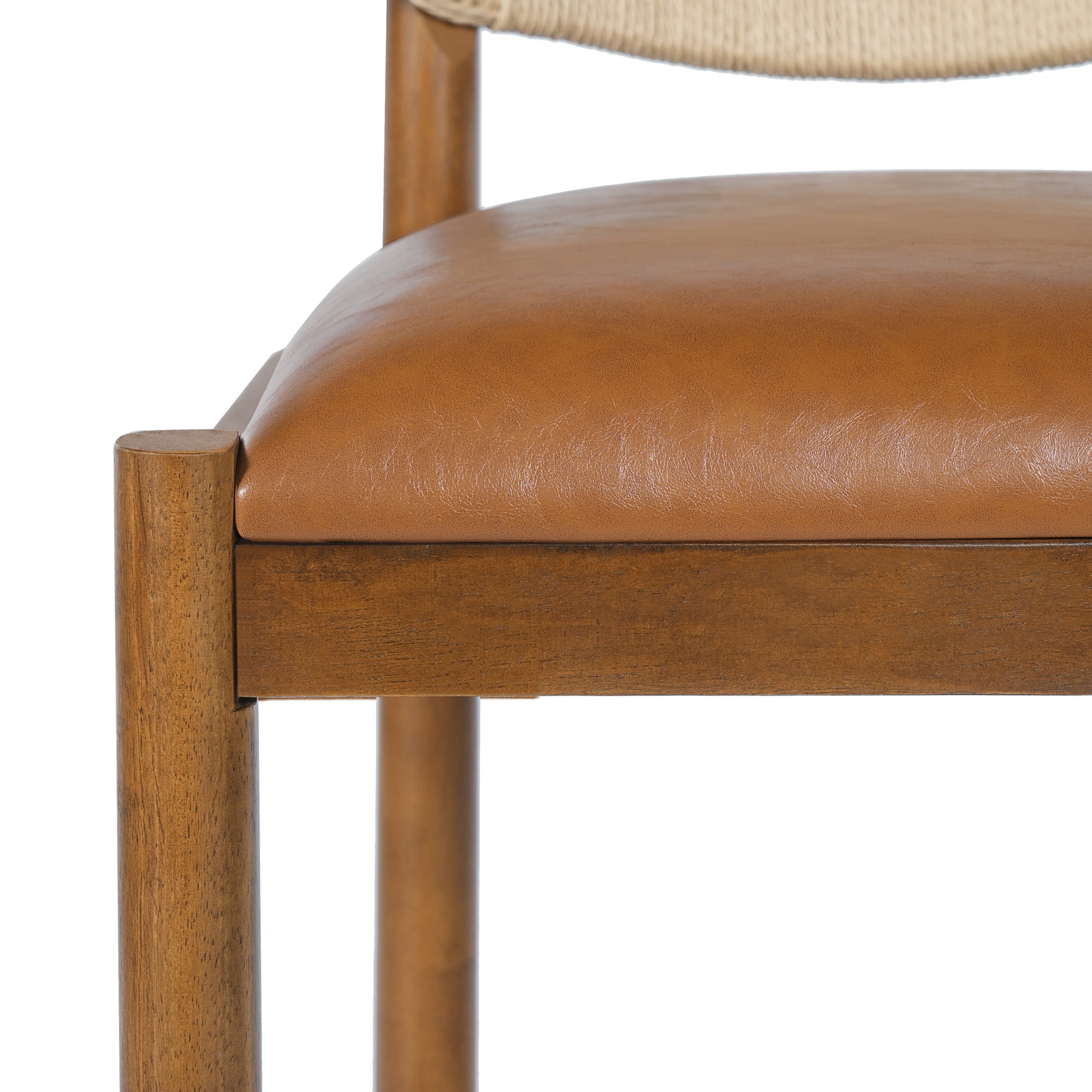 Christopher Knight Home Modern Counter Stools with Rope Back and PU Upholstered, Brown, Set of 2