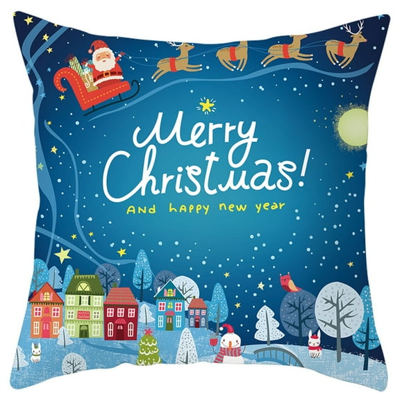 Vikakiooze 2022 Christmas Cotton Peach Skin Velve Throw Pillow Cushion Cover Home Sofa Decor