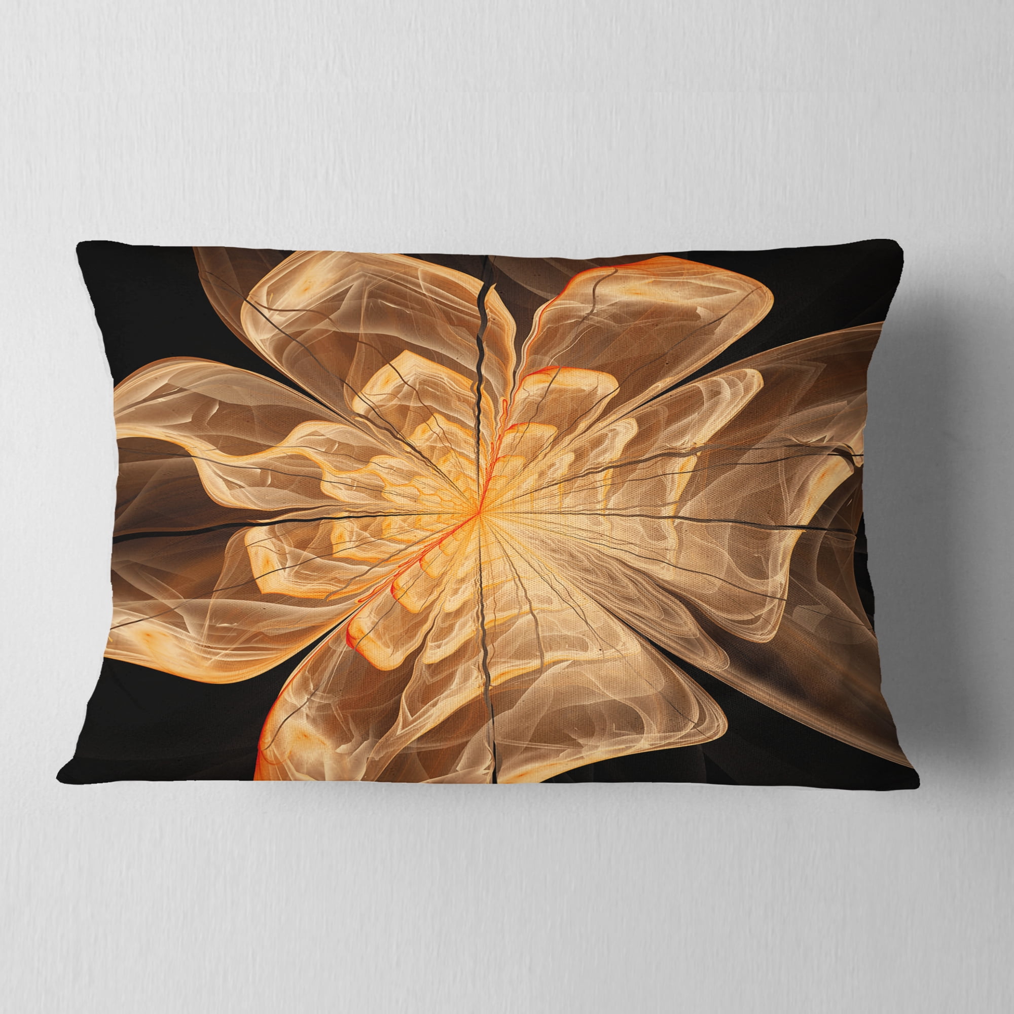 Designart 12" x 20" Contemporary, Modern Black Polyester Throw Pillow