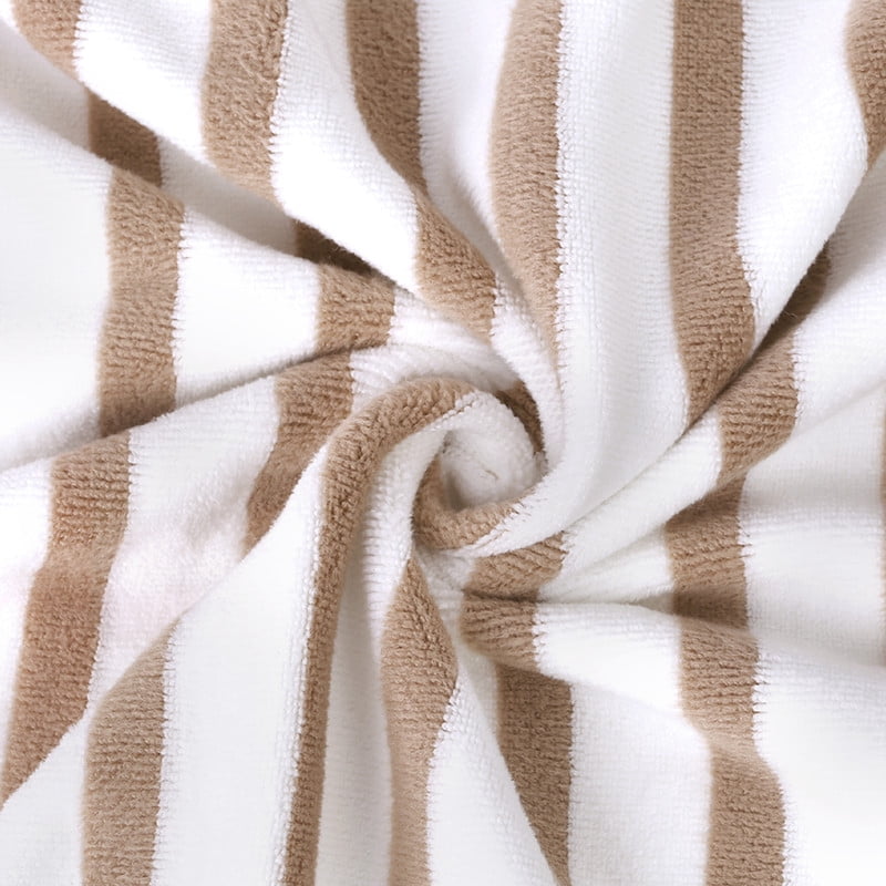 JML Large Stripe Bath Towel Set 4 Pack, 30"x60", Stripe Blue & Coffee, 400GSM, Soft, Absorbent, Microfiber Towel Quick Drying, Lint-free, No Fading