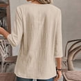 thumbnail image 4 of Enjoytime Hauts pour Femmes à Manches 3/4 Couleur Unie Col Rond Chandail Blouse Été Chic Décontracté Chemise de Travail, 4 of 8