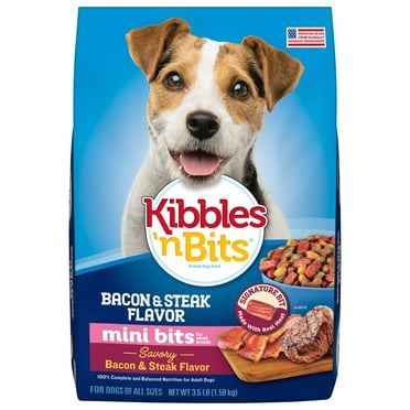 Kibbles 'n Bits Mini Bits HYZ01 Small Breed Savory Bacon & Steak Flavor Dry Dog Food, 3.5 lb. Bag