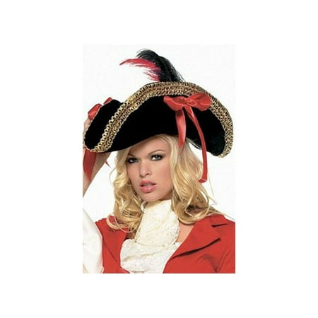 Leg Avenue Unisex - Adult Pirate Hat With Ribbons, Black, One Size