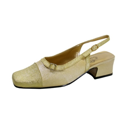 

FLORAL Ila Women s Wide Width Square-Toe Slingback Pumps GOLD 6