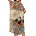 thumbnail image 4 of HELLHERO Rooster & Floral Mandala Bathing Suit Cover Up Loose Fit Polyester Quick Dry Long Kimono Swimsuit Cover Up, 4 of 6