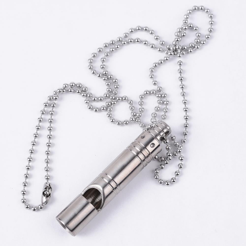 Jinxiao Titanium Whistle with Necklace Keychain,Emergency Survival Whistle Outdoor Signal Whistles for Camping Hiking Sports Dog Training 