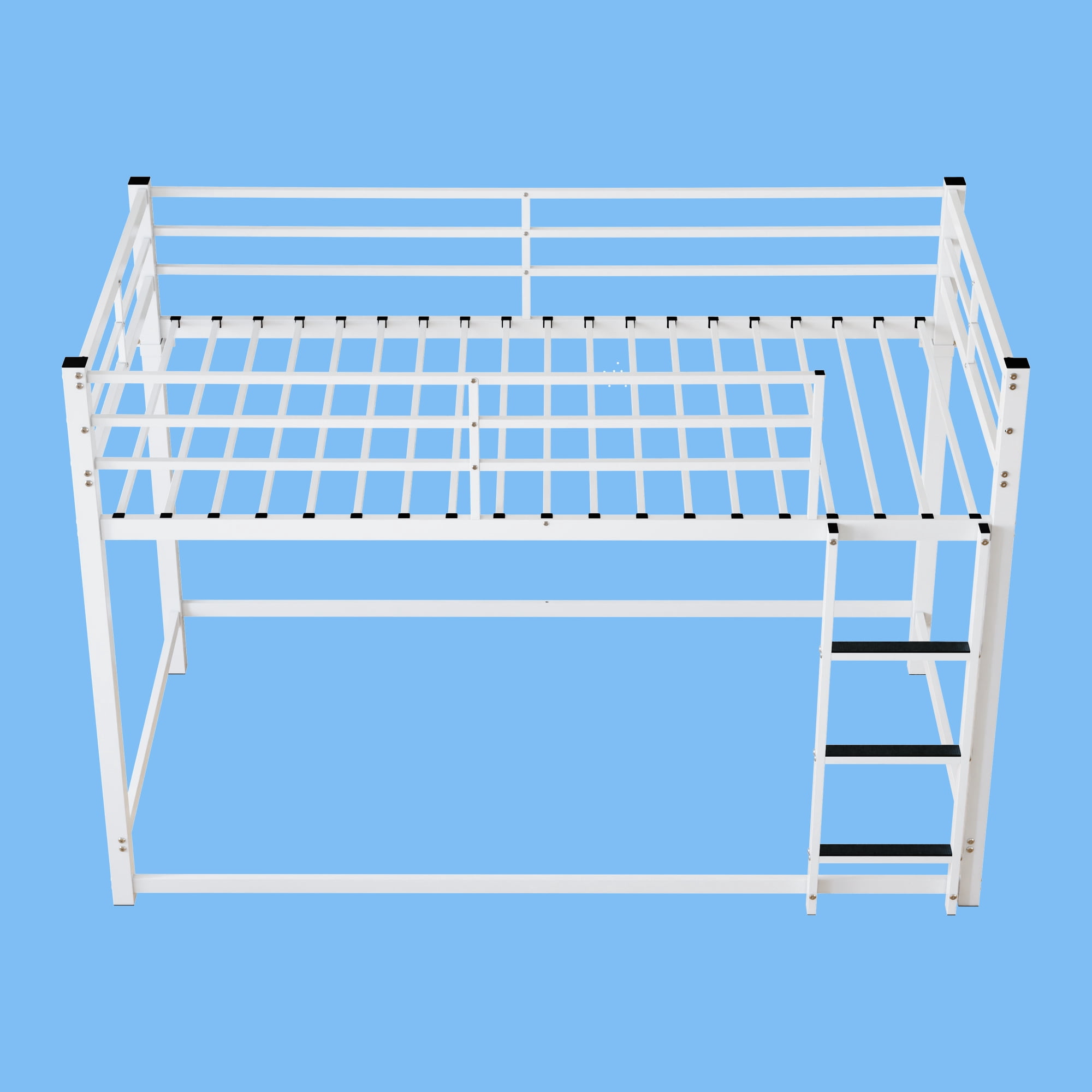Mintazer Modern Twin Over Twin Metal Bunk Bed with Ladder and Guardrails for Bedroom Guest Room, Black
