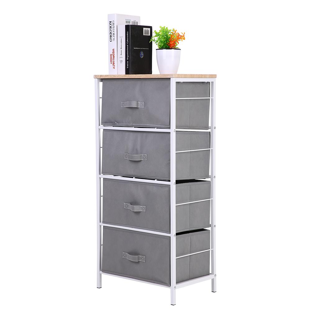 WALFRONT 4 Removable Drawers Bins Rack Shelf Iron Frame ...