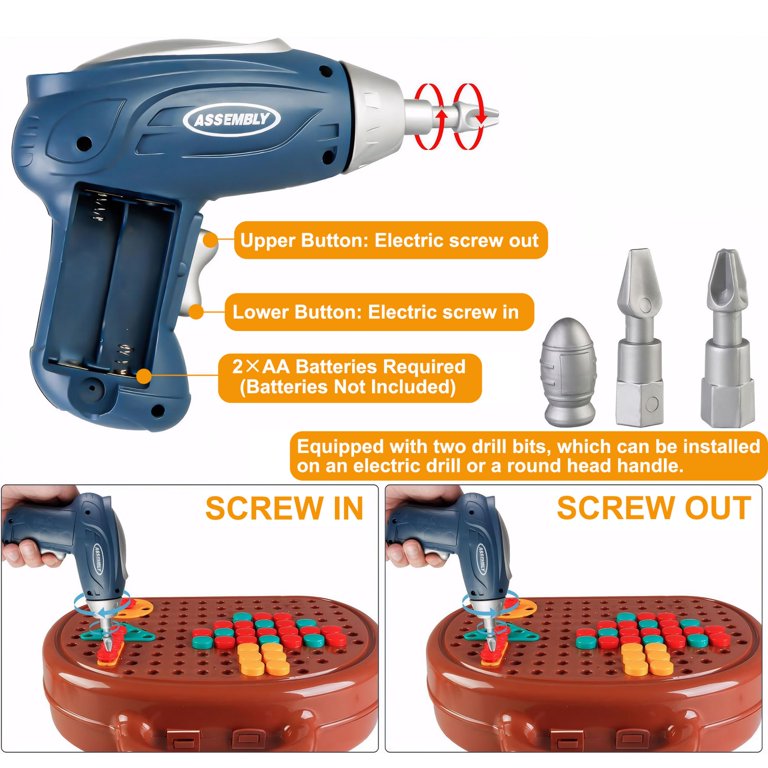 HACOCOLA Magic Montessori Play Toolbox with Kid's Drill Set for