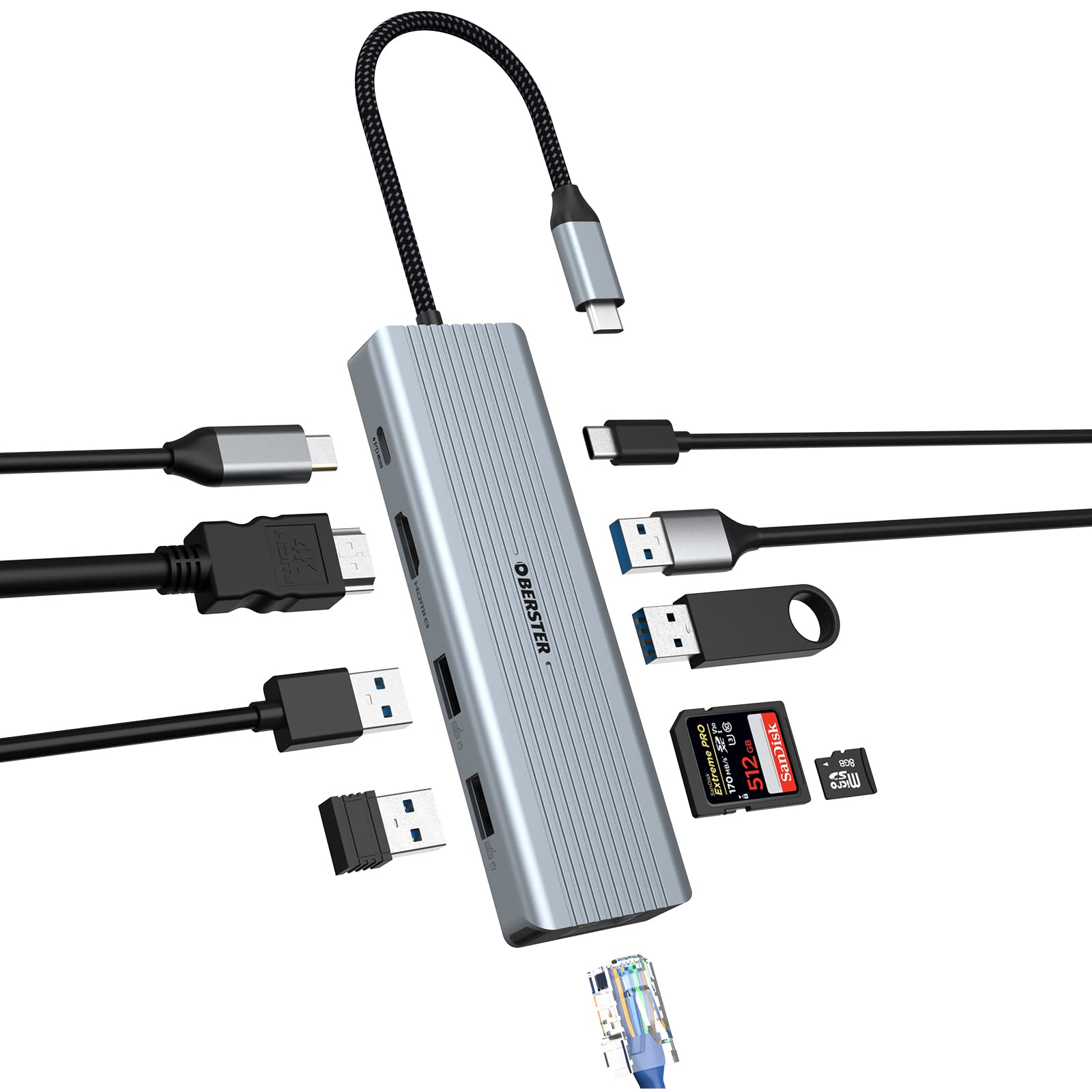 Docking Station USB C Hub for MacBook M1/M2, OBERSTER 10 in 1 USB C