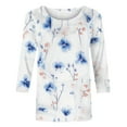 thumbnail image 4 of ZQGJB Plus Size Womens Tops Dressy Casual Floral Butterfly Pattern Print 3/4 Sleeve Round Neck Graphic T-Shirts Loose Fit Oversized Grapihc Tunic Blouse Multicolor#07 XXXXL, 4 of 5