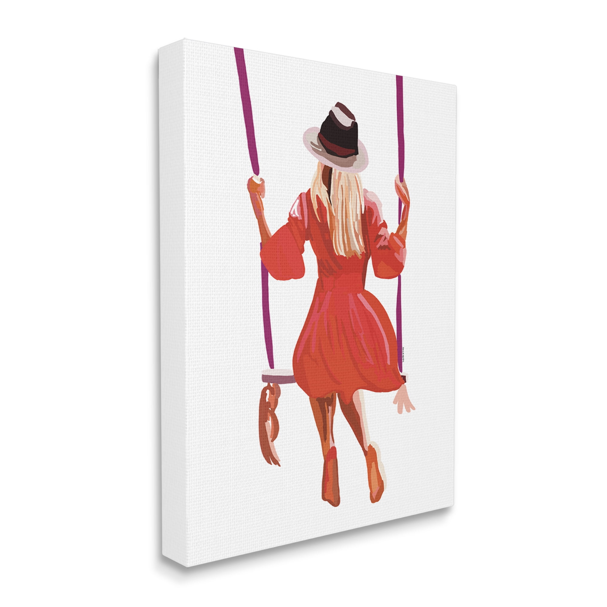 Stupell Industries Woman Wearing Red Dress Relaxing Park Swing Graphic Art Gallery Wrapped Canvas Print Wall Art, Design by Amelia Noyes