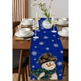 thumbnail image 4 of Ldtrchee Blue Snowman Christmas Table Runner 72 Inches, Xmas Snowflake Funny Rustic Bed Runner Dresser Scarves Tabletop for Indoor Outdoor Parties/Ceremony/Banquet, 14" x 72", 4 of 8
