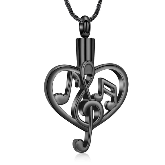 Music Note Heart Urn Pendant Memory Necklace for Cremation Ashes Keepsake Holder Memorial Jewelry