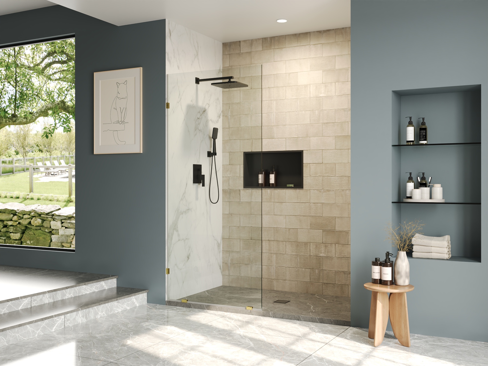 DV-1SD0220G Single Fixed Glass Panel For Shower 36"×78", Thick Frameless Tempered Safety Glass Shower Screen