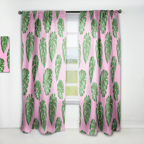 Designart 'Palm Tropical Leaves III' Mid-Century Modern Curtain Panel