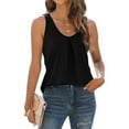 thumbnail image 6 of Baqcunre Tank Tops Women's Fashion Solid Round Neck Swallowtail Sleeveless Top Going Out Tops Plus Size Tops Black L, 6 of 9