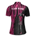 thumbnail image 3 of Custom Name Team Name Black Pink Zombie Zebra Pattern Golf Women's Polo Shirt S-5XL, 3 of 7