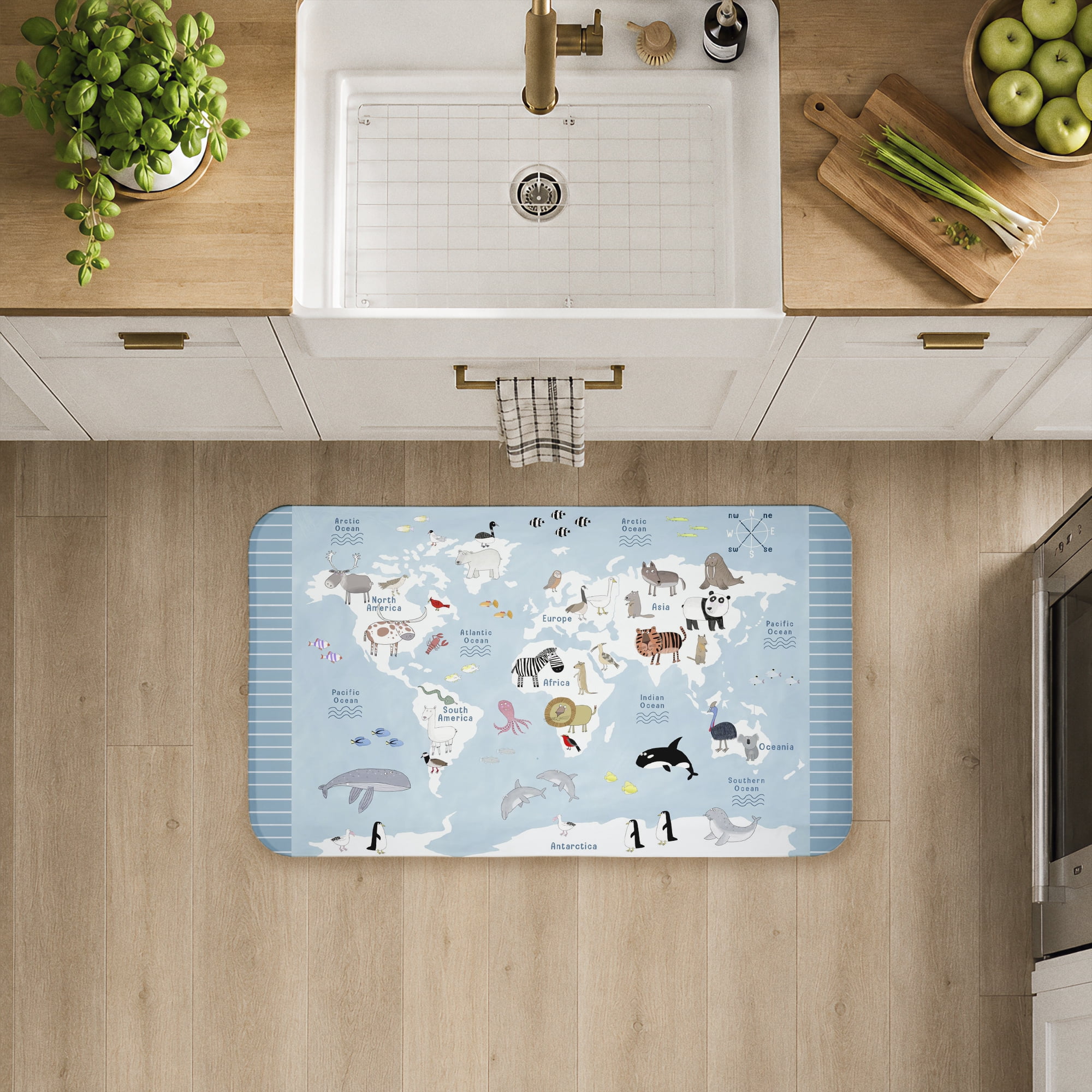 Stupell Industries Educational Animals of the World Printed Anti-Fatigue Floor Mat, design by Carla Daly