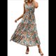 thumbnail image 3 of Vestido de Verano para Mujer, Estilo Bohemio, Informal, con Lazo Frontal y Estampado Floral, para Playa y Verano. Azul Neblina L, 3 of 6