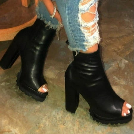 

Tdoqot 2023 Boots for Women- Casual Christmas Gifts Low-heeled Chunky Heel Women s Ankle Boots Black 42