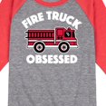 thumbnail image 3 of Instant Message - Fire Truck Obsessed - Toddler & Youth Raglan Graphic T-Shirt, 3 of 7