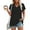 Black, variant on Shirt for Women Casual Solid Color Split Hem Short Sleeve V Neck T-Shirt Loose Comfortable Daily Tops S-2XL