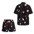 thumbnail image 5 of Xoenoiee Moon Star Universe Planet Print Two Piece Sets for Women Summer Lounge Sets 2026 Short Sleeve Shirts and Shorts Set Oversized Beachwear Matching Outfit, XL, 5 of 7