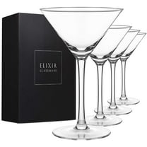 Elixir Glassware 9 fl oz Handmade Elegant Crystal Martini Glasses Stem - Set of 4