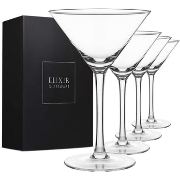 Elixir Glassware 9 fl oz Handmade Elegant Crystal Martini Glasses Stem - Set of 4