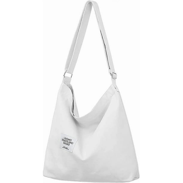 Hobo Bag, Women's Canvas Handbag Crossbody Bag Beach Bag Simple Shoulder Bag Ladies Large Cotton Tote Handbag Girls Shopping Bag for Travel Daily Use