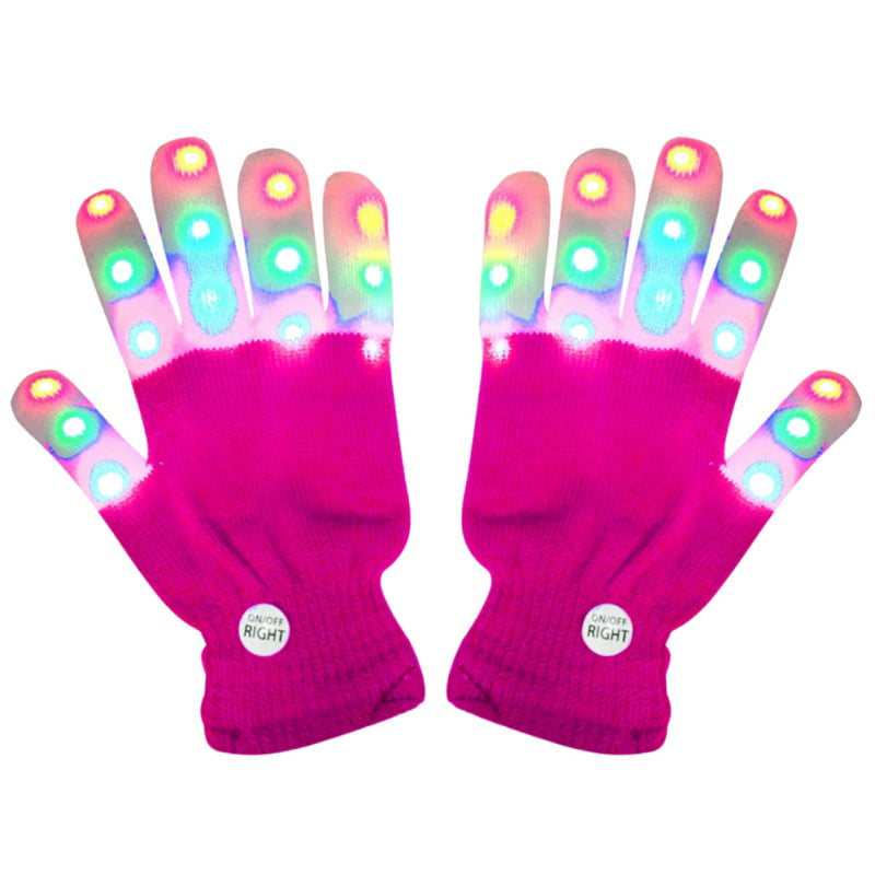 Flashing Finger Light Up Fluorescent Gloves Skeleton Hand Rave Party Christmas 