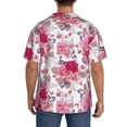 thumbnail image 3 of Uemuo Peonies And Roses Pattern Cotton Linen Short Sleeve Shirts,Casual Lightweight Button Down Shirts,Vacation Beach Summer Tops-4X-Large, 3 of 7