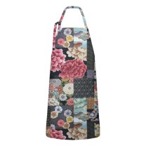 Pioneer Flower Floral Print Pattern Apron-Garden Aprons for Women with Pockets-Cotton Linen Waterproof Kitchen Cooking Gardening Aprons Adjustable for Kitchen,Cooking,BBQ and Salon 33x27 Inch