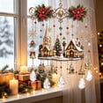 thumbnail image 5 of Santa Sleigh Christmas Window Hanging with Crystal Pendants - Festive Holiday Decor with Poinsettia, Reindeer & Miniature Village, 5 of 6