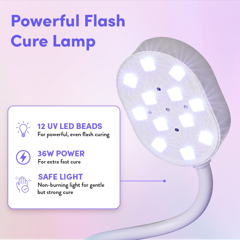 Éclat Flash Cure Lamp for Gel Nail Polish 36W Rechargeable LED Mini UV Light, Cordless Nail Dryer with 4 Timers & Auto Sensor, Portable Fast Curing Gooseneck Lamp for Home DIY Manicure & Pedicure