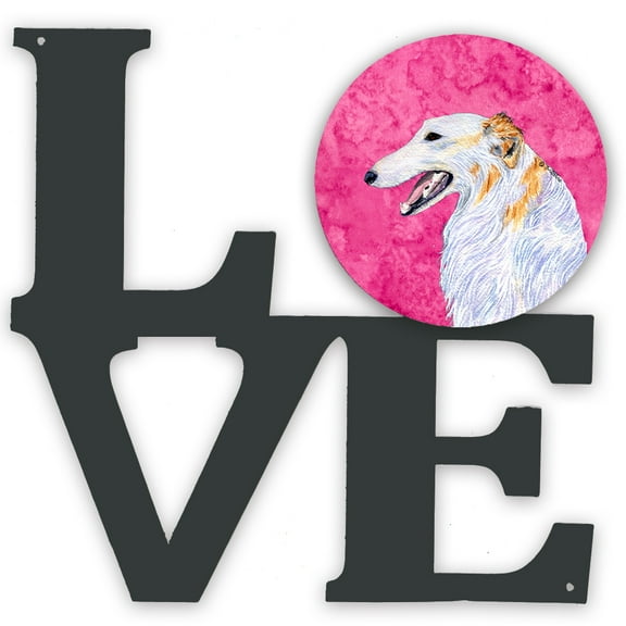 Pink Borzoi Metal Wall Artwork LOVE