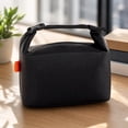 thumbnail image 4 of Lunch Bag, Foldable Insulated Black Portable Tote, 1 Pack Lightweight Roll Top with Carry Handle, For Work School Picnic Outdoor Travel Keeping Food Fresh For Adults Kids Daily Meal Prep, 4 of 5