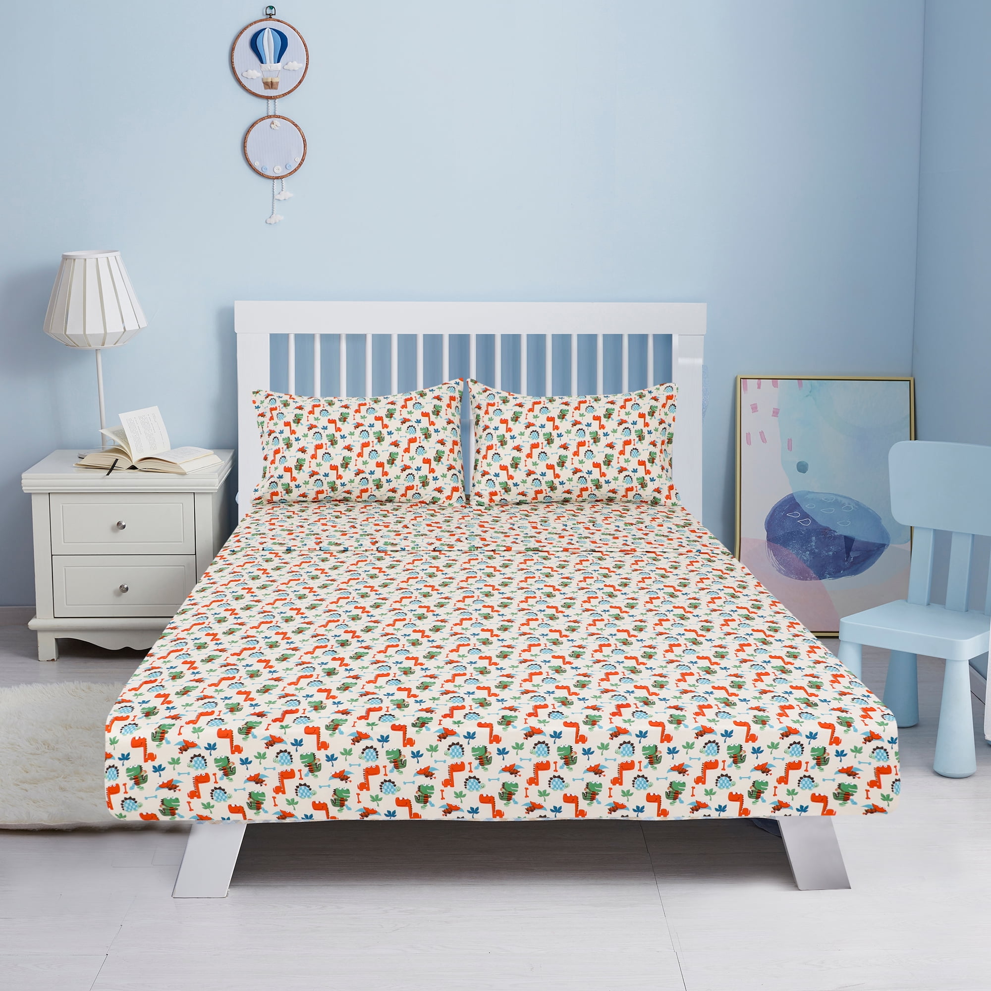 Unique Bargains 3 Piece Brushed Polyester Kids Duvet Cover Set Dinosaur Pattern Twin