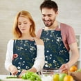 thumbnail image 3 of Pioneer Flower Floral Print Pattern Apron-Garden Aprons for Women with Pockets-Cotton Linen Waterproof Kitchen Cooking Gardening Aprons Adjustable for Kitchen,Cooking,BBQ and Salon 33x27 Inch, 3 of 7