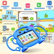 Kids Tablet, 7 inch Android Tablet for Kids, 6GB RAM 32GB ROM Quad-Core Toddler Tablet with Shockproof Case, Bluetooth, WiFi, Parental Control, 2MP+2MP Dual Camera, GPS, Games