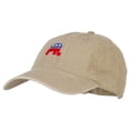 thumbnail image 2 of Mini Republican Elephant Embroidered Washed Buckle Cap - Khaki OSFM, 2 of 5