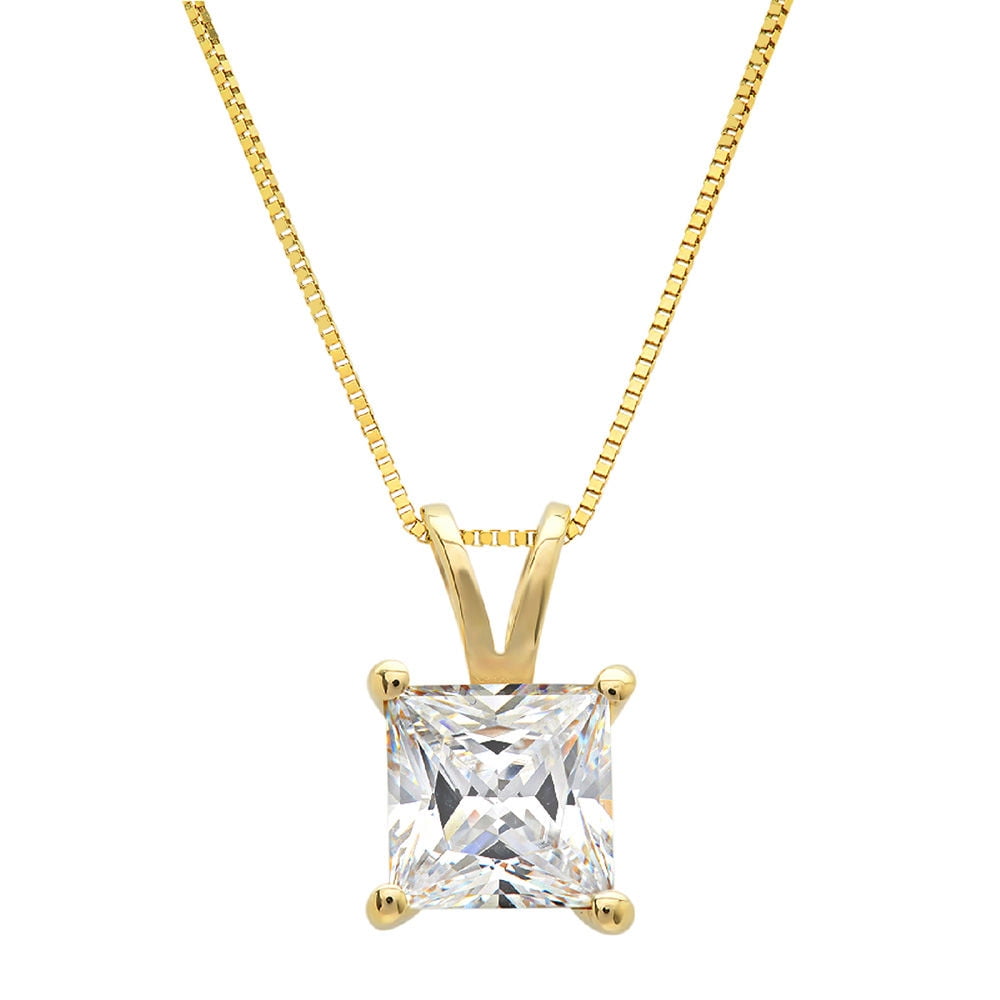 2.0 Ct Round Cut DVVS1 Moissanite Pendant No necklace Chain in 14K Yellow Gold