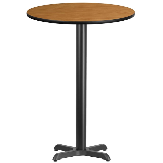 Bowery Hill Table de Bar de Restaurant Ronde de 30 Pouces en Noir et Naturel
