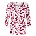 thumbnail image 4 of Penkiiy Chemises de la Saint-Valentin pour Femmes Décontractées Manches 3/4 Col Rond Blouses Imprimé Mignon Tuniques Tops 2025 TG Multicolore, 4 of 5